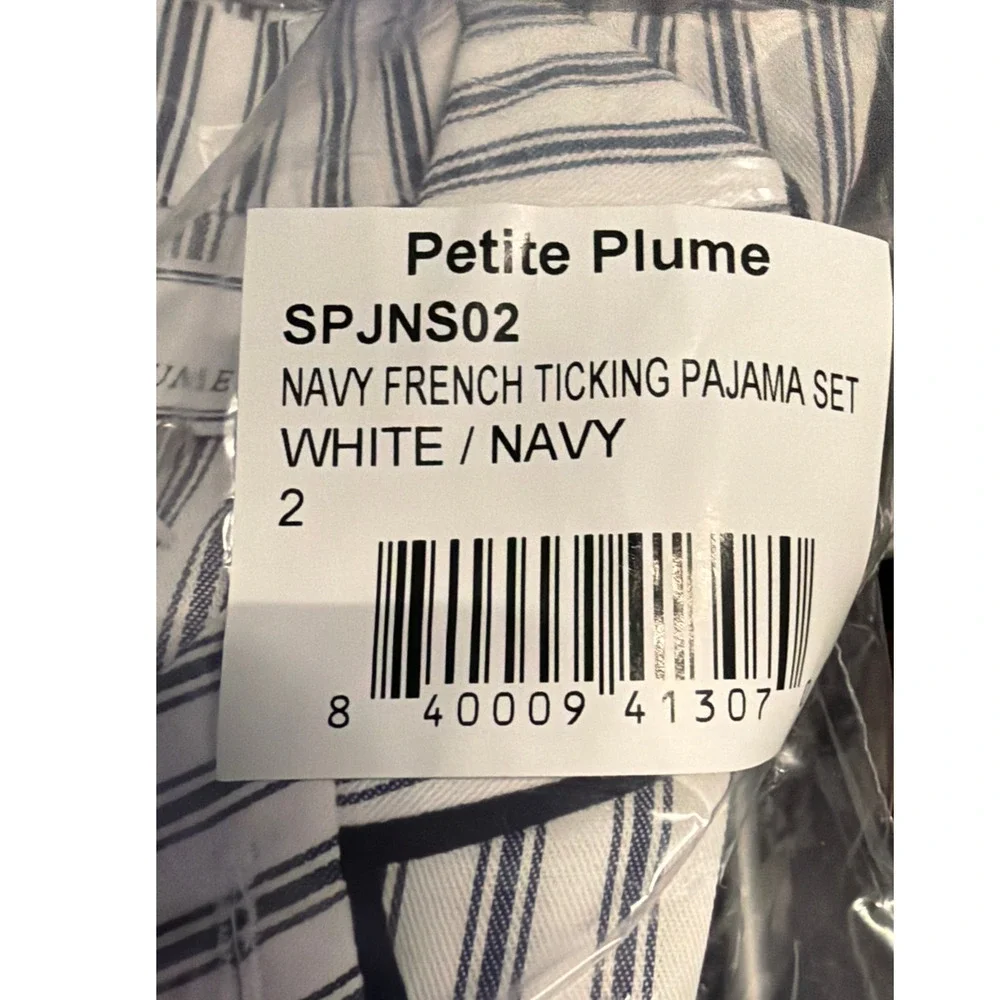Petite Plume Kids' Ticking Stripe Pajama Set Navy French Size 2 New